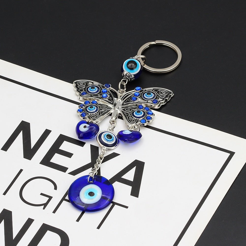 EVIL EYE Butterfly Keychain Key Chain Holder