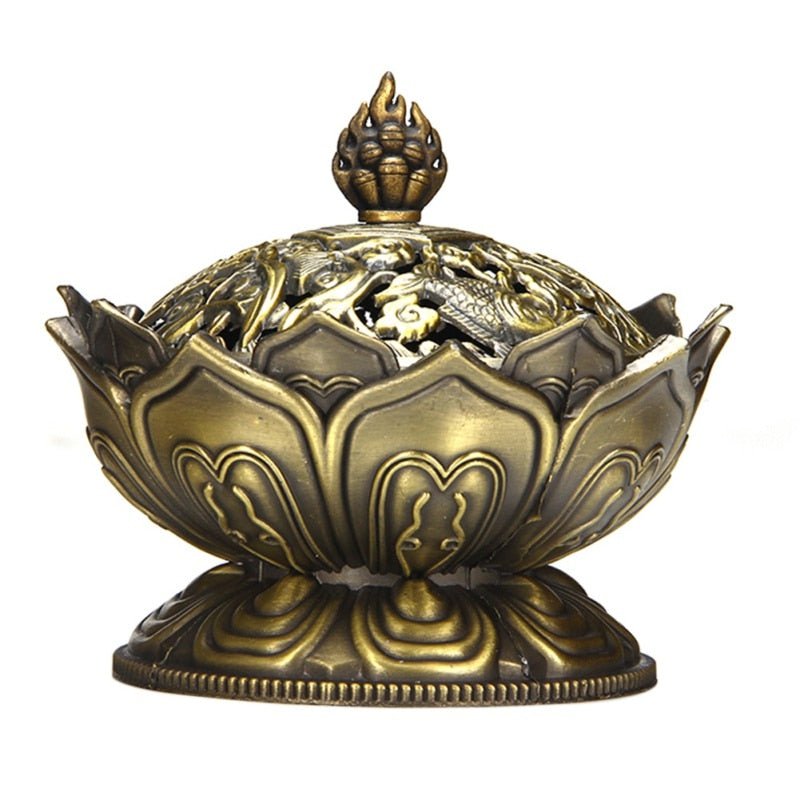 Incense Burner Lotus Flower Alloy Zinc-Copper Dish Incense Holder