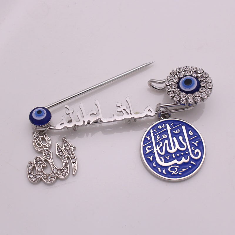 Mashallah in Arabic Turkish Evil Eye Brooch Baby Pin