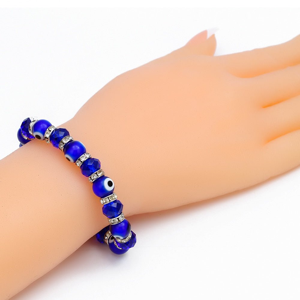 EVIL EYE Glass Bead Strand Bracelet Green Black Red Blue Turkish