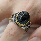 Vintage Turkish Crown Aqeeq Ring for Men
