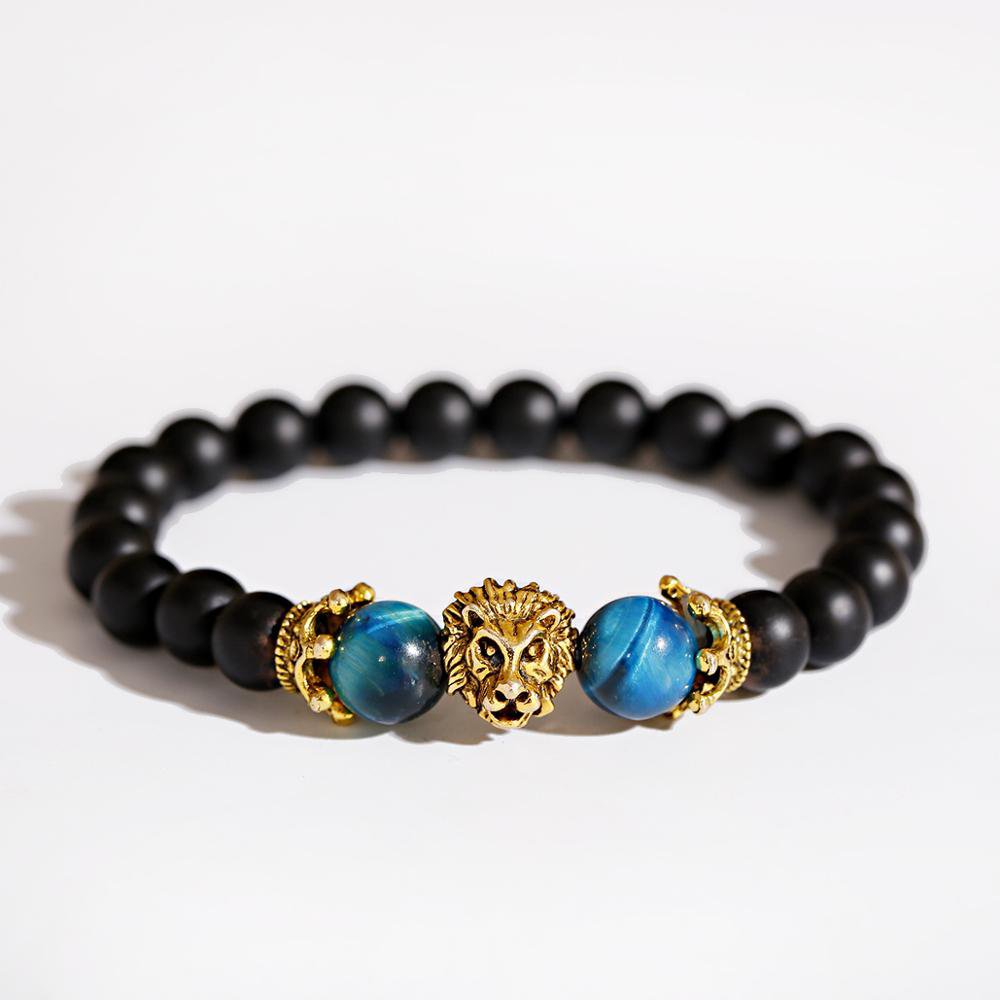 Bracelet Crown Lion Head Bracelet Quality Tiger Eye Stone