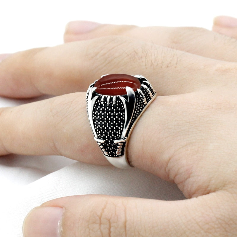 Crimson Aqiq Turkish Sunnah Ring for Men