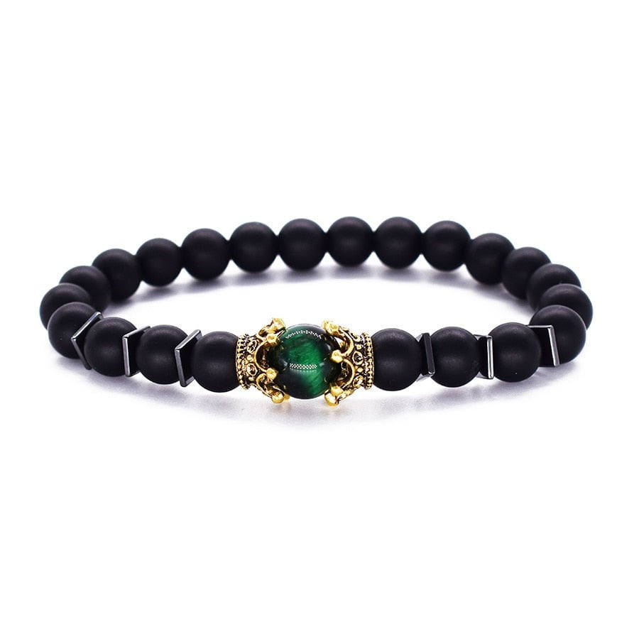 Bracelet Crown Lion Head Bracelet Quality Tiger Eye Stone