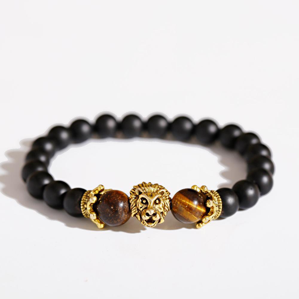 Bracelet Crown Lion Head Bracelet Quality Tiger Eye Stone