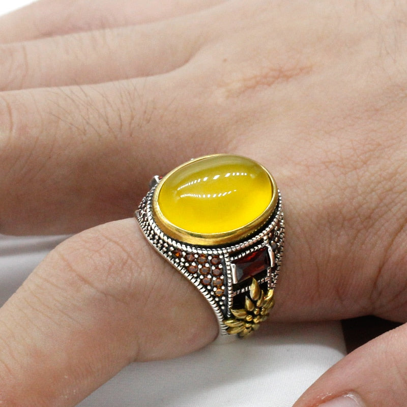 The Sun's Radiance Aqeeq Ring for Men & Women