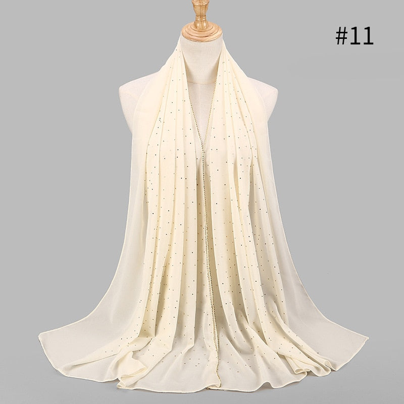 Pearl Bubble Chiffon Rhinestone Shawl