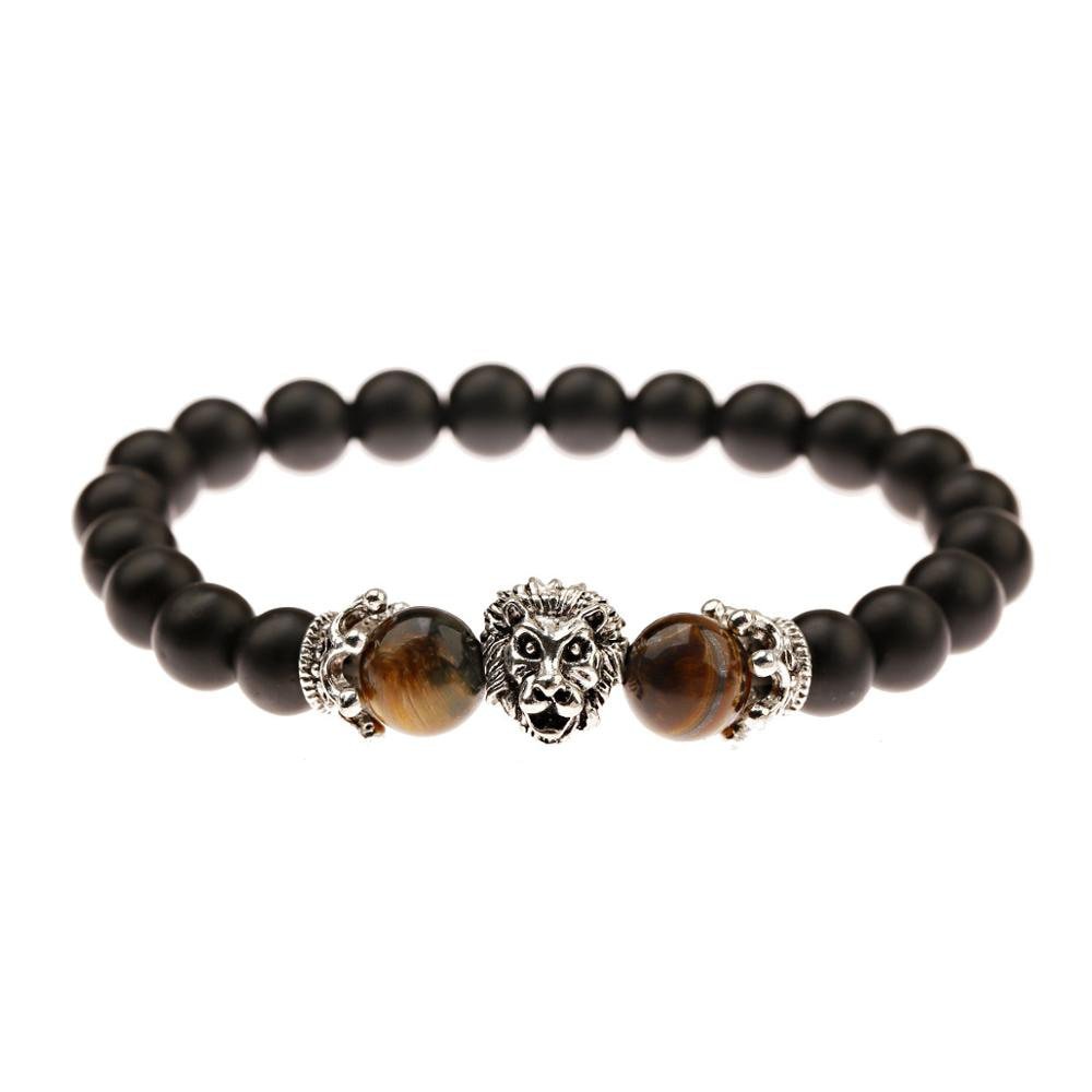 Bracelet Crown Lion Head Bracelet Quality Tiger Eye Stone
