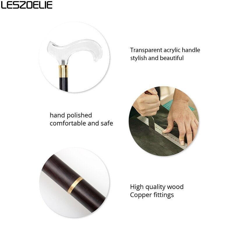 4 Styles Luxury Wooden Staff Transparent  Acrylic Handle