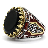 HANDMADE STERLING BLACK AGATE TURKSIH RING FOR MEN