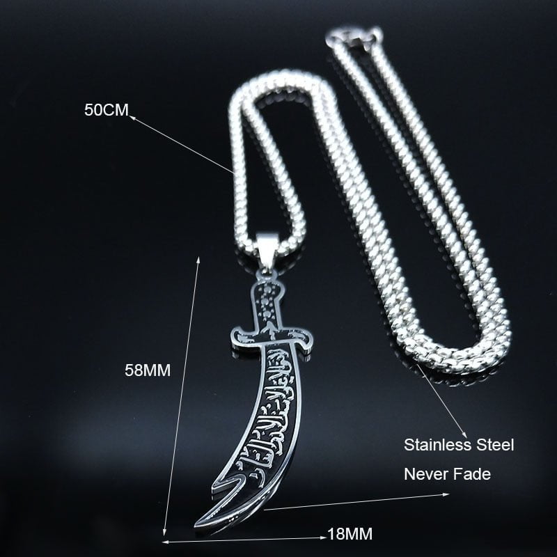 Zul'Fiqar Stainless Steel Necklace for Men Imam Ali Sword