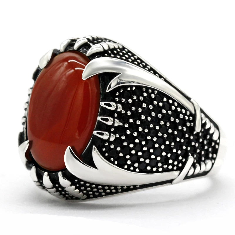 Crimson Aqiq Turkish Sunnah Ring for Men