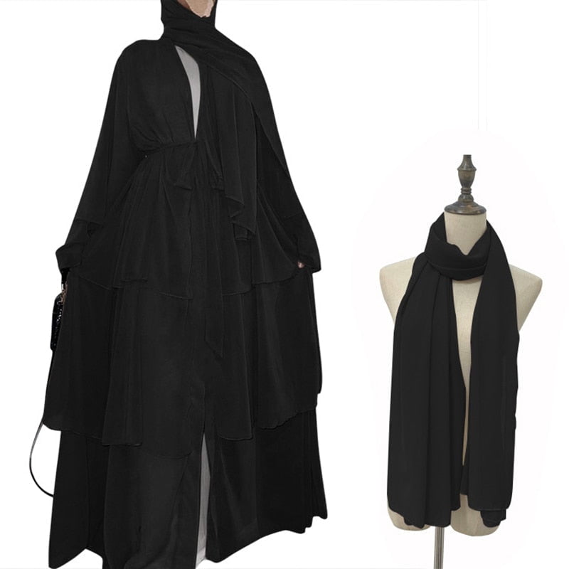 The Classic Feathered Chiffon Abaya For Women