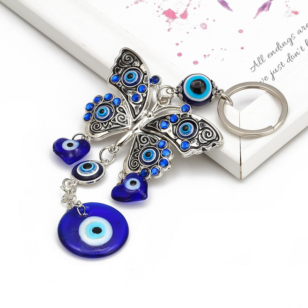 EVIL EYE Butterfly Keychain Key Chain Holder