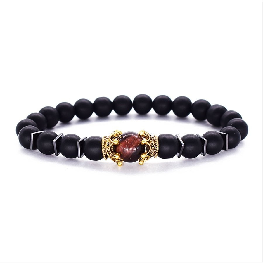 Bracelet Crown Lion Head Bracelet Quality Tiger Eye Stone