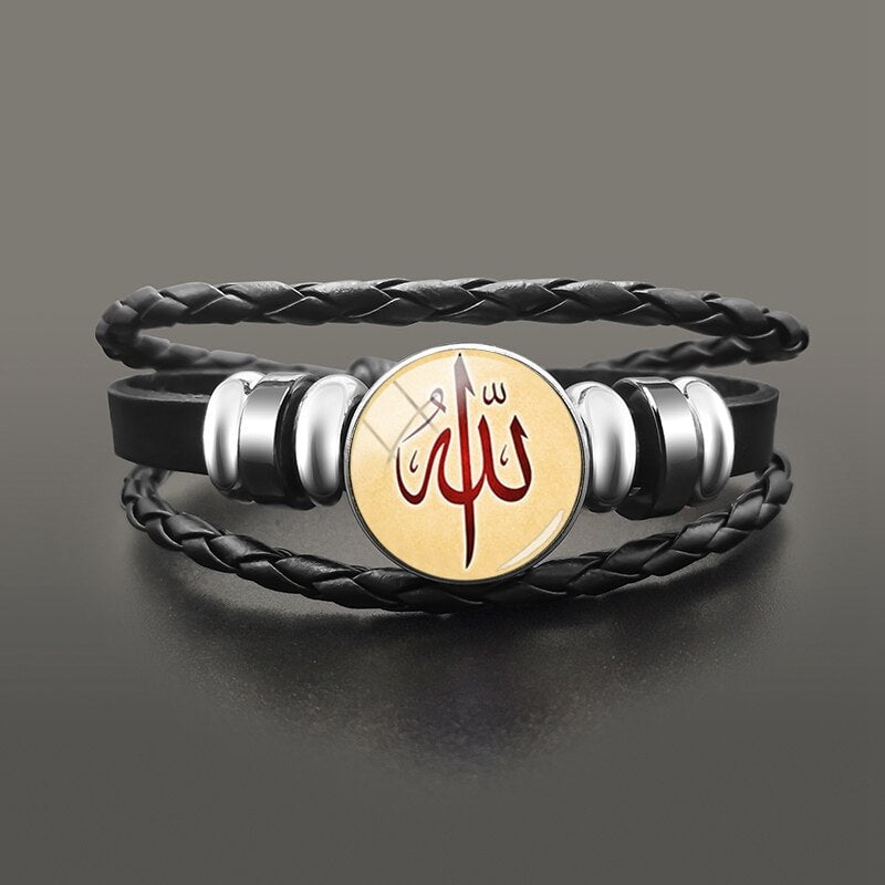 Sleek Tribal Leather Allah Bracelet