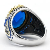 Turkish Silver Ocean Blue Zirconia Ring For Men