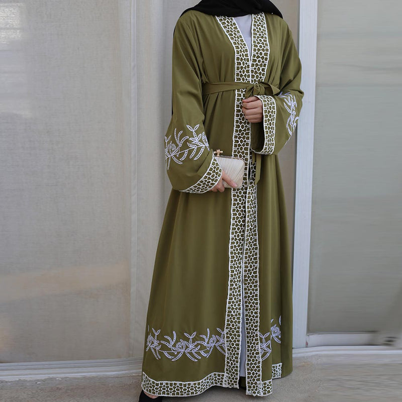 Middle Eastern Embroidered Cardigan Abaya For Women