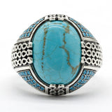 Sterling Turkish Turquoise Chains Ring for Men