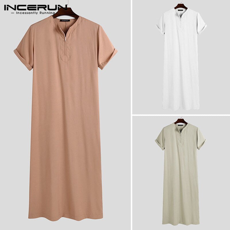CHIC SHORT SLEEVED ABAYA (BEIGE / LIGHT PINK / WHITE)