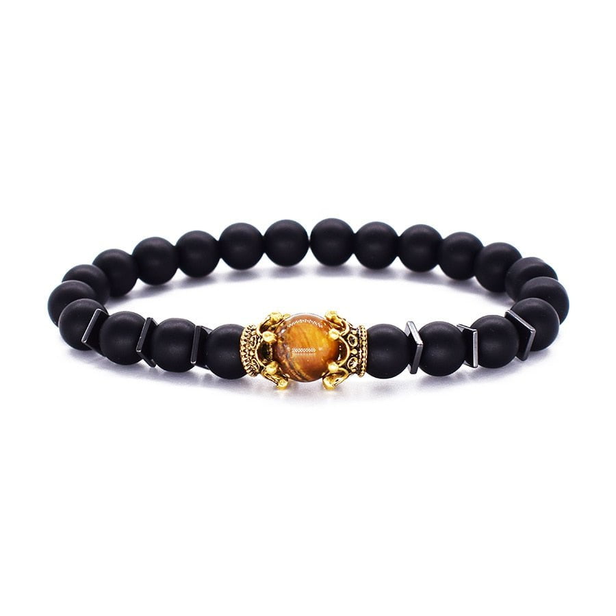 Bracelet Crown Lion Head Bracelet Quality Tiger Eye Stone