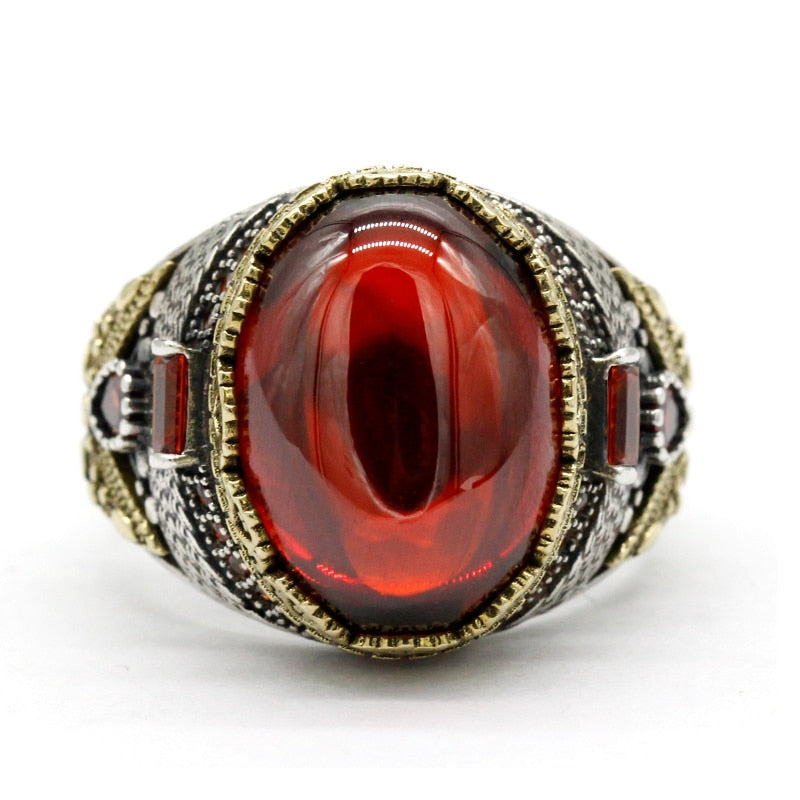 Natural Crimson Zirconia Thai Silver Ring for Women