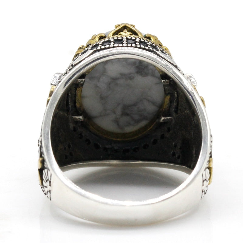 Natural White Turquoise Ring for Women