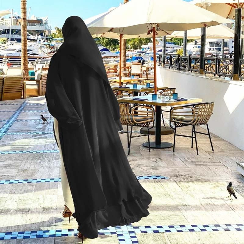 The Satin Open-Front Abaya for Women