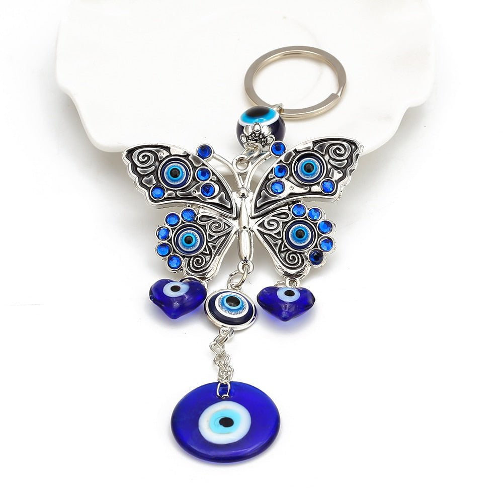 EVIL EYE Butterfly Keychain Key Chain Holder
