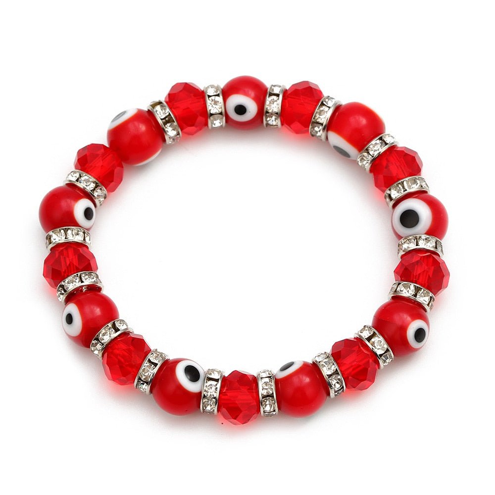 EVIL EYE Glass Bead Strand Bracelet Green Black Red Blue Turkish