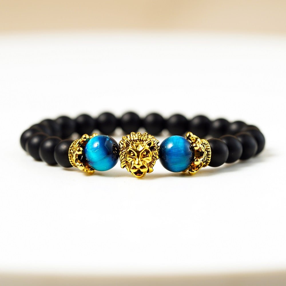 Bracelet Crown Lion Head Bracelet Quality Tiger Eye Stone