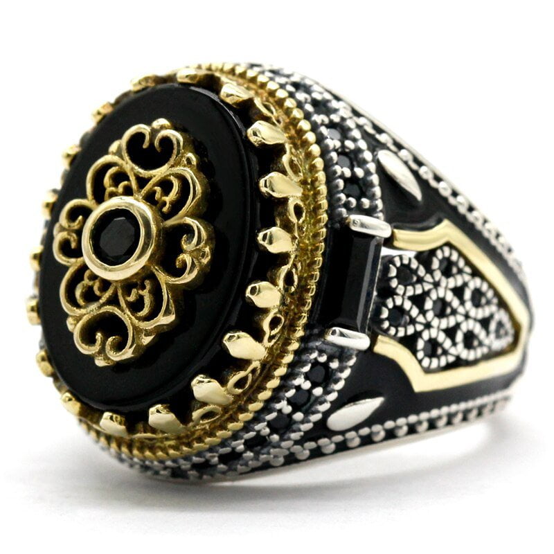 HANDMADE STERLING AGATE TURKISH RING FOR MEN