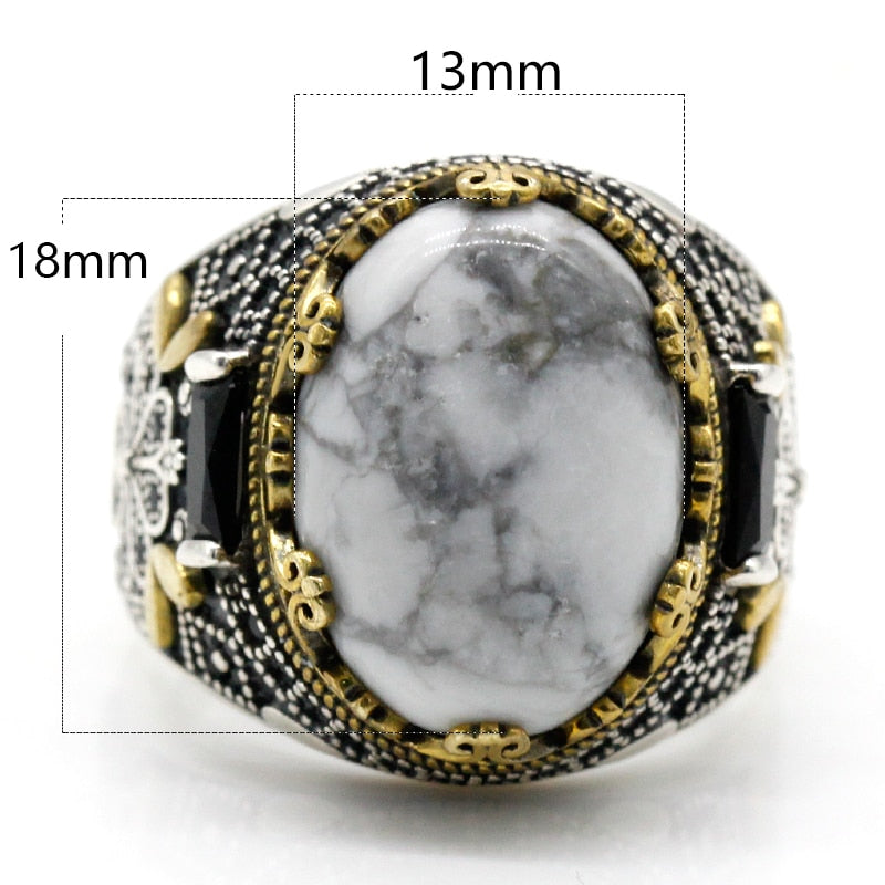 Natural White Turquoise Ring for Women