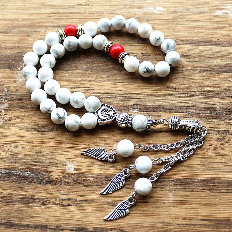 Tasbeh 8mm Round Howlite Stone Beads Round Shape 33 Prayer Beads
