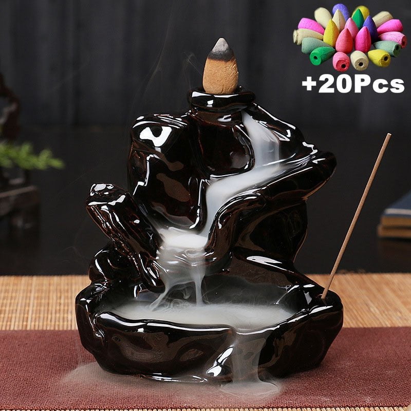 Incense Burner Free 20 cones Creative Home Decor Backflow Stick Incense