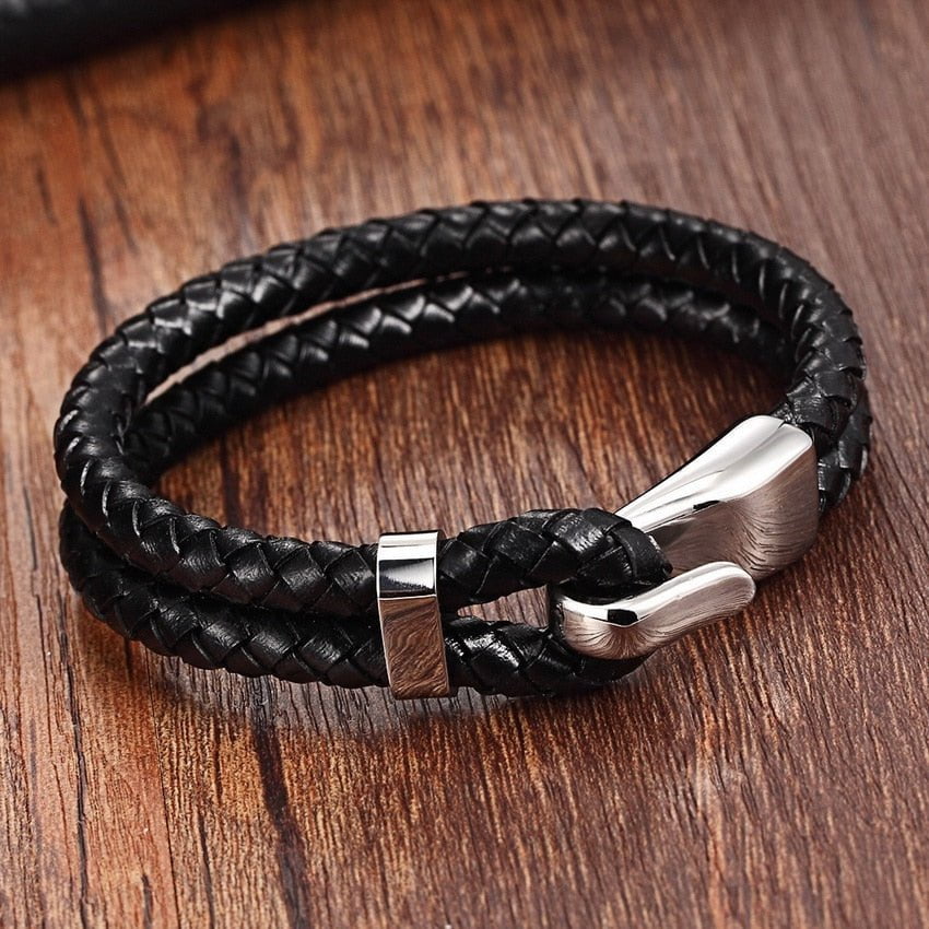 Genuine Leather Stainless Steel Bracelet
