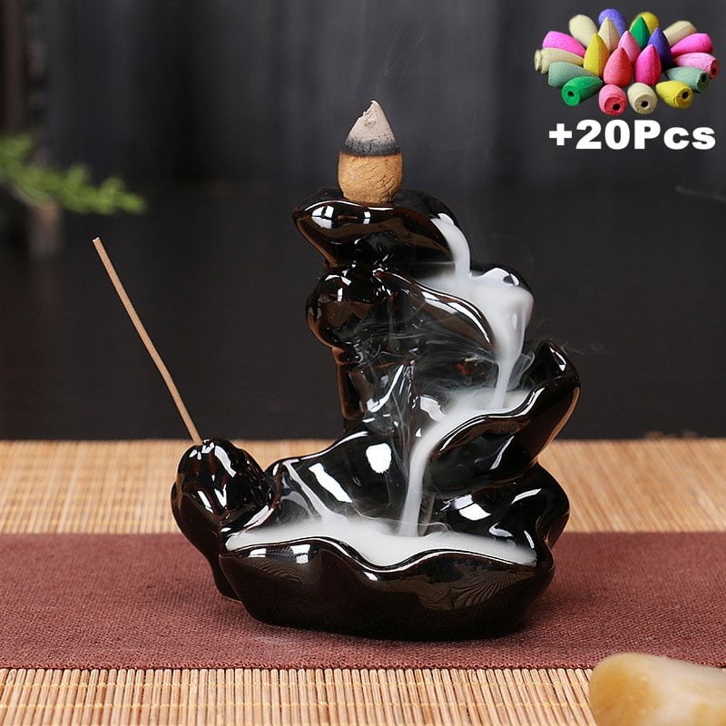 Incense Burner Free 20 cones Creative Home Decor Backflow Stick Incense