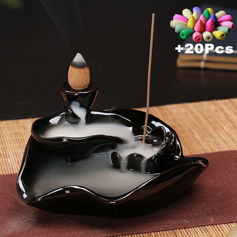 Incense Burner Free 20 cones Creative Home Decor Backflow Stick Incense