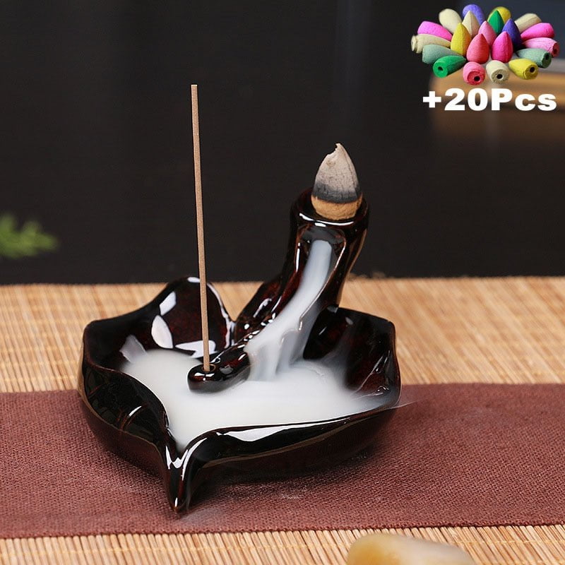 Incense Burner Free 20 cones Creative Home Decor Backflow Stick Incense