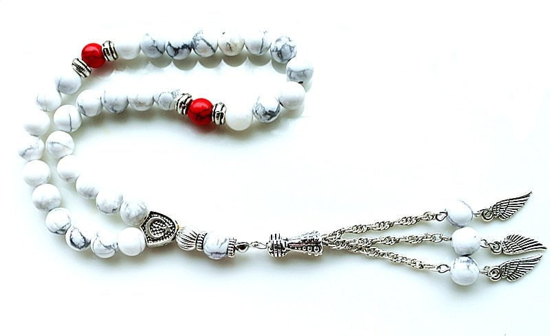 Tasbeh 8mm Round Howlite Stone Beads Round Shape 33 Prayer Beads