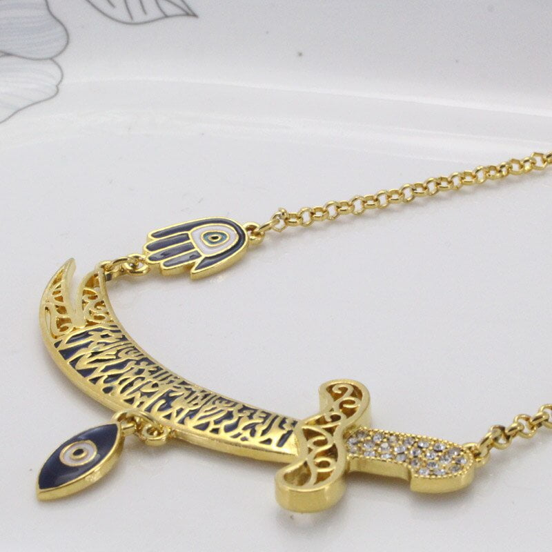 HANDMADE TURKISH EVIL EYE HAND OF FATIMA NECKLACE FOR WOMEN