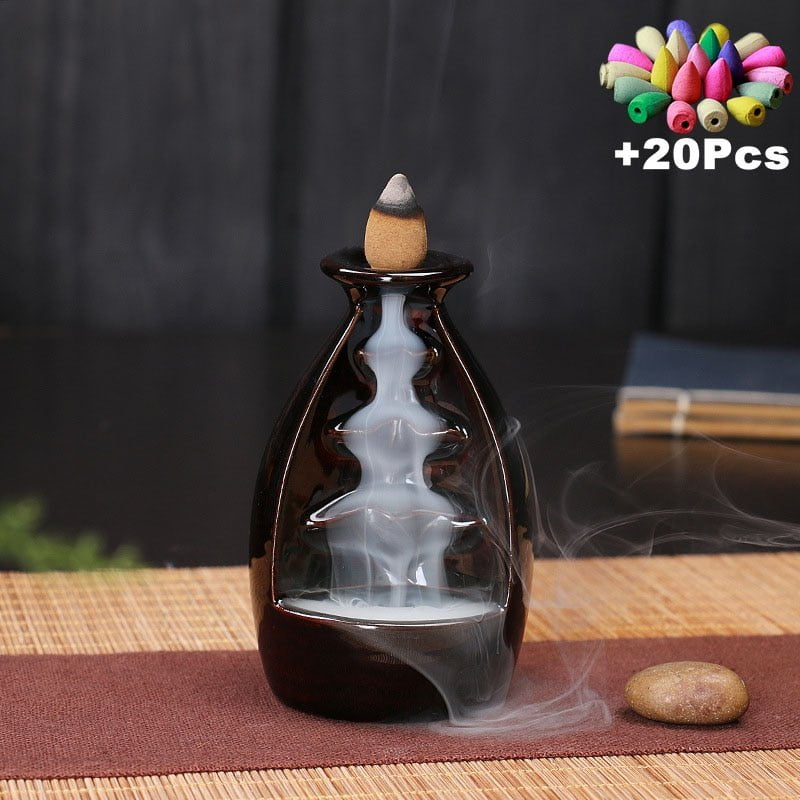 Incense Burner Free 20 cones Creative Home Decor Backflow Stick Incense