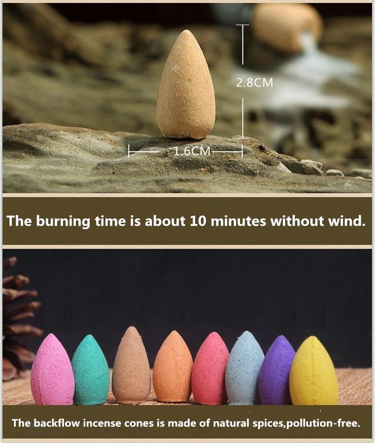 Incense Burner Free 20 cones Creative Home Decor Backflow Stick Incense