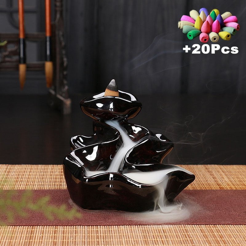 Incense Burner Free 20 cones Creative Home Decor Backflow Stick Incense