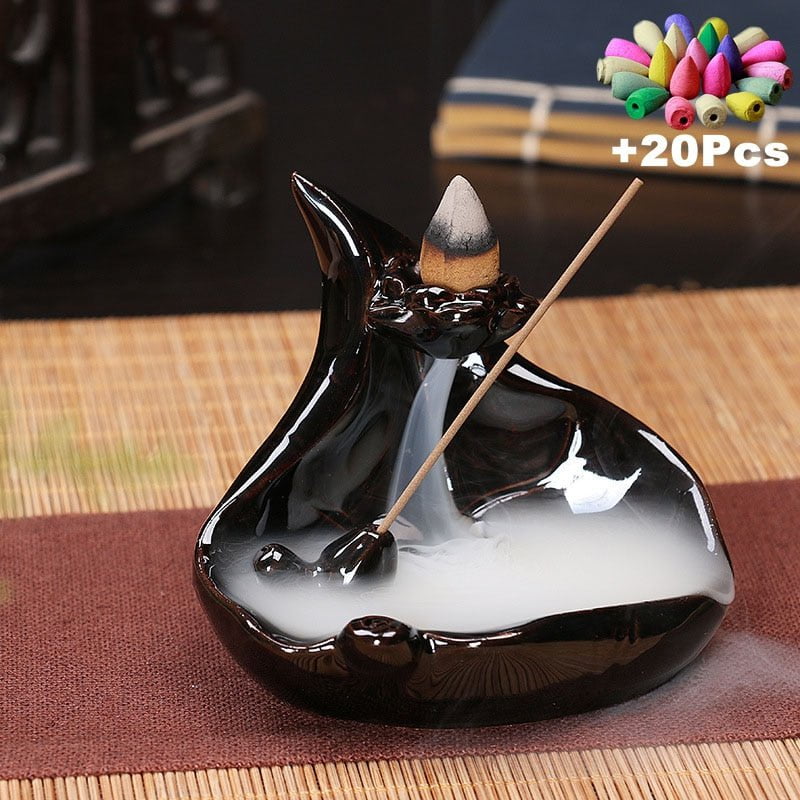 Incense Burner Free 20 cones Creative Home Decor Backflow Stick Incense