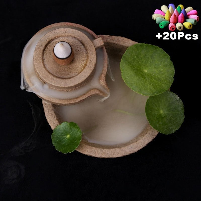 Incense Burner Free 20 cones Creative Home Decor Backflow Stick Incense