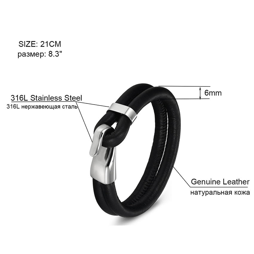 Genuine Leather Stainless Steel Bracelet