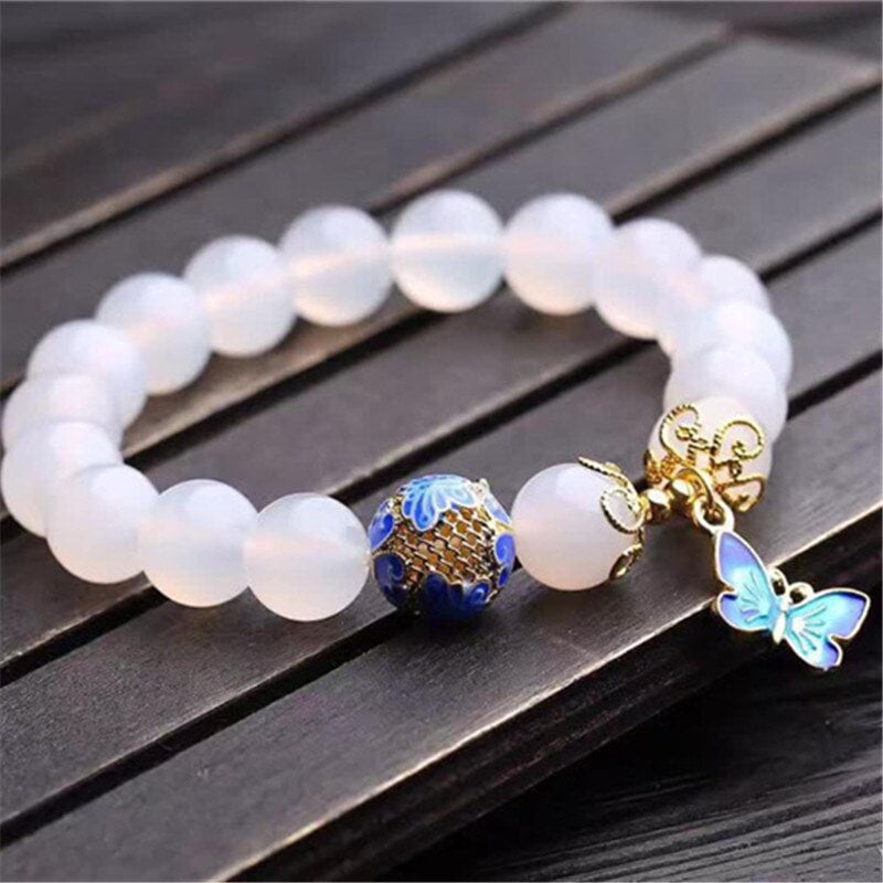 High Quantity 10mm Beads White Agates Natural Stone Bracelet Women