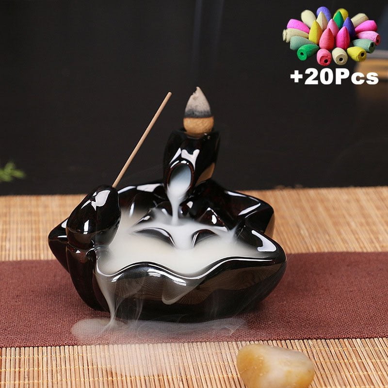 Incense Burner Free 20 cones Creative Home Decor Backflow Stick Incense