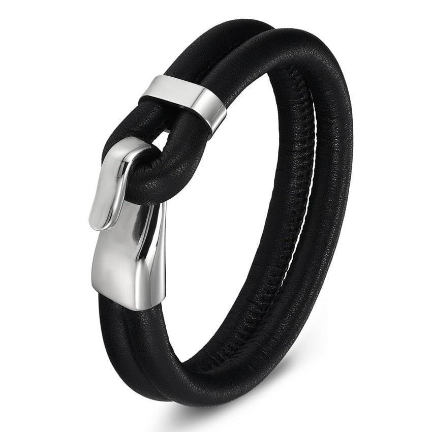 Genuine Leather Stainless Steel Bracelet